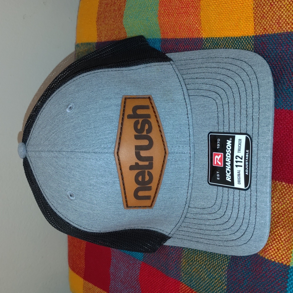 Netrush Leather Patch Trucker Mesh Snapback Hat C… - image 1